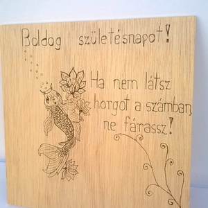 Vicces halas kép, Otthon & Életmód, Dekoráció, Fali és függő dekoráció, Felirat, Famegmunkálás, Gravírozás, pirográfia, MESKA