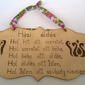 Házi áldás falikép, Otthon & Életmód, Dekoráció, Kép & Falikép, Fából készült kép, Famegmunkálás, Gravírozás, pirográfia, MESKA