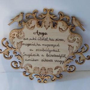 Díszes falikép anyának, Otthon & Életmód, Dekoráció, Kép & Falikép, Fából készült kép, Gravírozás, pirográfia, MESKA