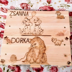 Kutyás és cicás sámli szett, Otthon & Életmód, Babaszoba, gyerekszoba, Gyerek szék, sámli, Gravírozás, pirográfia, MESKA