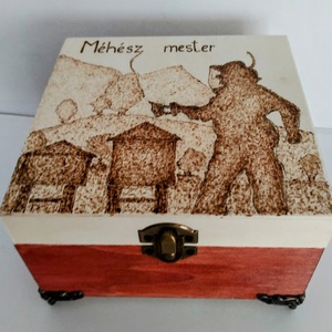 Méhész mester szett, Otthon & Életmód, Dekoráció, Asztal és polc dekoráció, Díszdoboz, Gravírozás, pirográfia, Festett tárgyak, MESKA