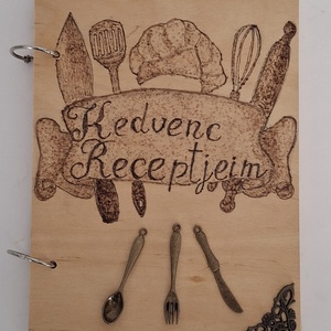 Kedvenc receptjeim könyv, Otthon & Életmód, Konyhafelszerelés, tálalás, Sütés, főzés, Receptfüzet, Gravírozás, pirográfia, MESKA