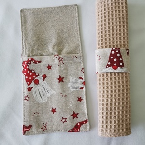 Karácsonyi teriték evőeszköztartó és koktél szalvéta - Meska.hu