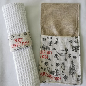 Karácsonyi teriték evőeszköztartó és koktél szalvéta - Meska.hu