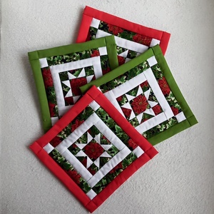 Patchwork poháralátét karácsonyi mintával - otthon & életmód - konyhafelszerelés, tálalás - tálalás - terítő - Meska.hu