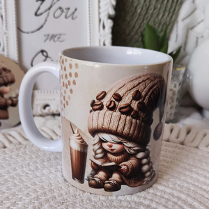 Névvel kérhető kávés manó lány - Kávé és könyv bögre - otthon & életmód - konyhafelszerelés, tálalás - tálalás - bögre & csésze - Meska.hu