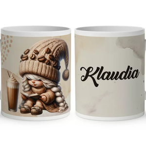 Névvel kérhető kávés manó lány - Kávé és könyv bögre - otthon & életmód - konyhafelszerelés, tálalás - tálalás - bögre & csésze - Meska.hu