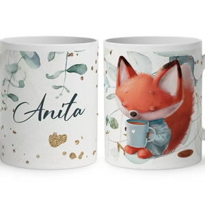 Kérd a neveddel - Kávés róka bögre - otthon & életmód - konyhafelszerelés, tálalás - tálalás - bögre & csésze - Meska.hu