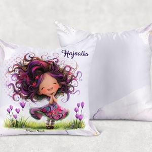 Névvel kérhető - Bájos krókusz virágos tündér mintás párna - otthon & életmód - lakástextil - párna & párnahuzat - díszpárna (belsővel együtt) - Meska.hu