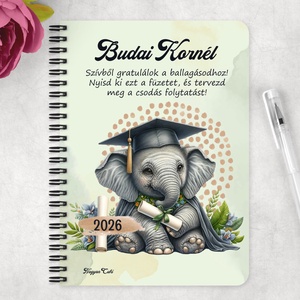 Személyre szabható - 2026 Ballagás - Elefánt mintás füzet - Meska.hu