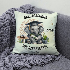 Ballagás 2026: elefánt mintás egyedi párna névvel - személyre szabott emlék (POLI40-0406) - otthon & életmód - lakástextil - párna & párnahuzat - díszpárna (belsővel együtt) - Meska.hu