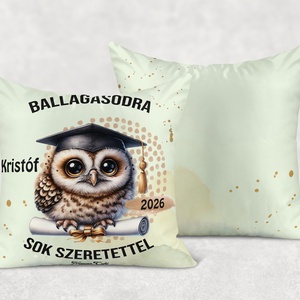 Ballagás 2026: bagoly mintás egyedi párna névvel - személyre szabott emlék (POLI40-0399) - otthon & életmód - lakástextil - párna & párnahuzat - díszpárna (belsővel együtt) - Meska.hu