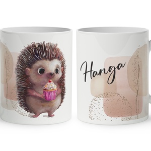 Névre szóló cuki sütis sünike mintás kerámia bögre - egyedi feliratos ajándék (C3DL-0044) - Meska.hu
