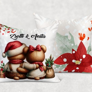 Névre szóló karácsonyi Teddy maci (kantár) mintás 40x40-es díszpárna - egyedi feliratos karácsonyi ajándék (POLI40-0350) - otthon & életmód - lakástextil - párna & párnahuzat - díszpárna (belsővel együtt) - Meska.hu