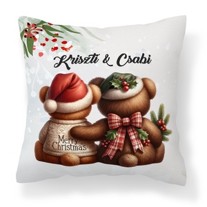 Névre szóló karácsonyi Teddy maci (kockás) mintás 40x40-es díszpárna - egyedi feliratos karácsonyi ajándék (POLI40-0351) - otthon & életmód - lakástextil - párna & párnahuzat - díszpárna (belsővel együtt) - Meska.hu