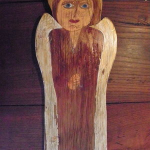 Rusztikus angyal - Egyedi, naiv stílusú festett fa  - otthon & életmód - dekoráció - kép & falikép - fából készült kép - Meska.hu