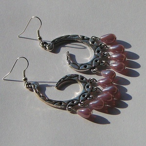 Lila cseppek - fülbevaló - ékszer - fülbevaló - lógó fülbevaló - Meska.hu