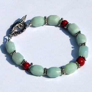 Amazonit fosszíliával - karkötő - ékszer - karkötő - ásványkarkötő - Meska.hu