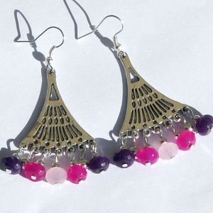 Jáde legyező - fülbevaló - ékszer - fülbevaló - lógó fülbevaló - Meska.hu