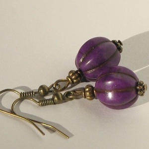 Lila howlit fülbevaló, Ékszer, Fülbevaló, Lógó fülbevaló, Ékszerkészítés, MESKA