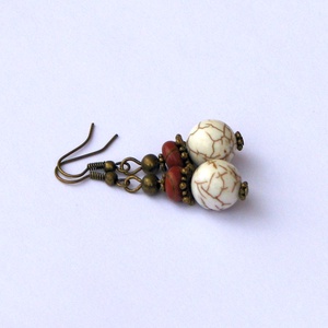 Magnezit - Picasso Jáspis fülbevaló 2., Ékszer, Fülbevaló, Lógó fülbevaló, Ékszerkészítés, MESKA