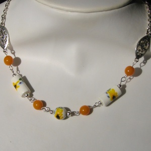 Napraforgók - nyaklánc, Ékszer, Nyaklánc, Gyöngyös nyaklánc, Ékszerkészítés, MESKA