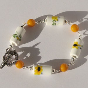 Karkötő napraforgókkal, Ékszer, Karkötő, Bogyós karkötő, Ékszerkészítés, MESKA