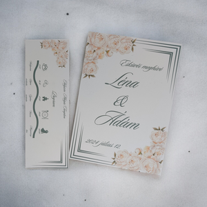 Elegáns Virágos Egylapos Esküvői Meghívó, Esküvő, Meghívó & Kártya, Meghívó, Papírművészet, MESKA