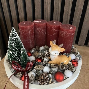 Őzikés adventi koszorú, Karácsony, Adventi díszek, Adventi gyertyadíszek és koszorúdíszek, Mindenmás, MESKA