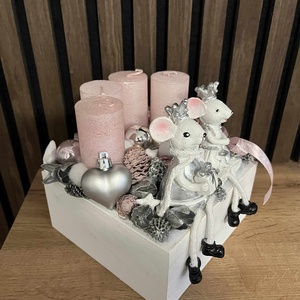 Egérkés karácsonyi gyertyás dísz - karácsony - karácsonyi lakásdekoráció - ünnepi asztaldekoráció - Meska.hu