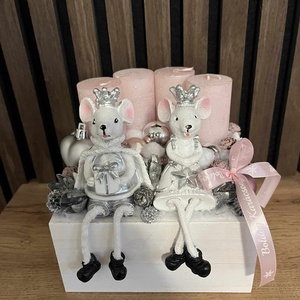 Egérkés karácsonyi gyertyás dísz - karácsony - karácsonyi lakásdekoráció - ünnepi asztaldekoráció - Meska.hu