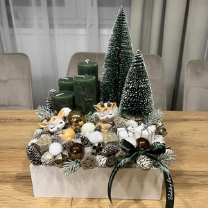 Zöld-őzikés adventi koszorú - Meska.hu