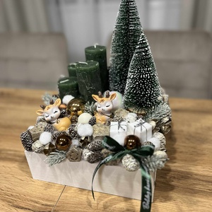 Zöld-őzikés adventi koszorú - karácsony - adventi díszek - adventi gyertyadíszek és koszorúdíszek - Meska.hu