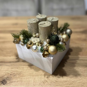 Zöld-arany adventi koszorú - karácsony - adventi díszek - adventi koszorú - Meska.hu