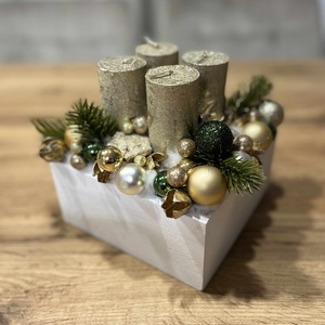 Zöld-arany adventi koszorú - karácsony - adventi díszek - adventi koszorú - Meska.hu