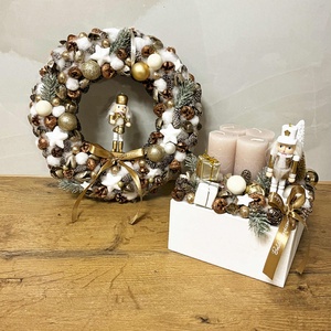 Karácsonyi szett : kopogtató és adventi koszorú, Karácsony, Karácsonyi lakásdekoráció, Karácsonyi ajtódíszek, , MESKA