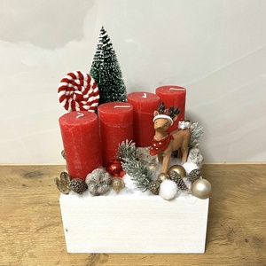 Piros adventi gyertyás dísz - Meska.hu