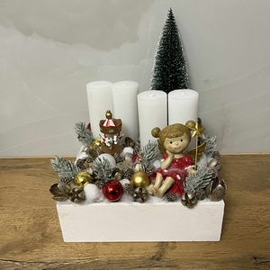 Angyalkás adventi koszorú, Karácsony, Adventi díszek, Adventi gyertyadíszek és koszorúdíszek, Mindenmás, MESKA