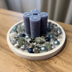 Kék adventi koszorú, Karácsony, Adventi díszek, Adventi koszorú, Mindenmás, MESKA