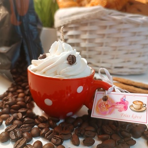 Kávé illatú gyertya pettyes csészében - otthon & életmód - gyertya, illat, aroma - gyertya - Meska.hu