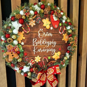 Öröm boldogság kopogtató, Karácsony, Adventi díszek, Adventi ajtódísz, , MESKA