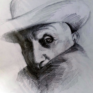 Picasso kalapban grafit portré - Meska.hu