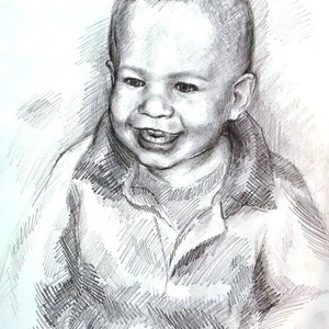  Gyermekmosoly - egyszemélyes portré vagy karikatúra  grafitceruzával - művészet - portré & karikatúra - portré - Meska.hu