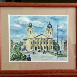 Debrecen, Nagytemplom - akvarell -  - Meska.hu