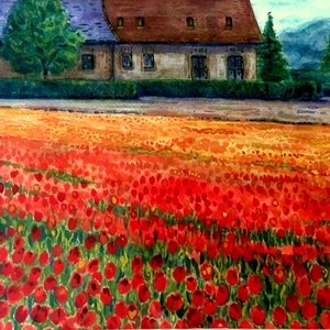 Tulipánok földjén - akvarell keretezve, üvegezve - művészet - festmény - akvarell - Meska.hu