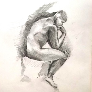 Gondolkodó szoborvázlat Rodin nyomán - Meska.hu