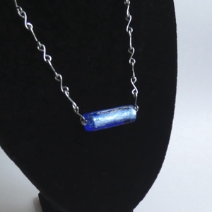 Üvegtégla nyaklánc acélból  - ékszer - nyaklánc - gyöngyös nyaklánc - Meska.hu