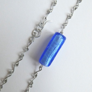 Üvegtégla nyaklánc acélból  - ékszer - nyaklánc - gyöngyös nyaklánc - Meska.hu