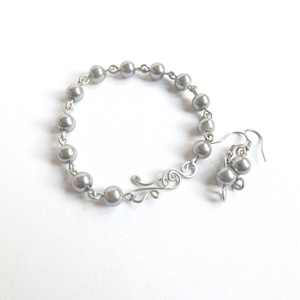 Ezüstszürke szett rozsdamentes acélból, Ékszer, Ékszerszett, Ékszerkészítés, Fémmegmunkálás, MESKA