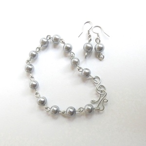 Ezüstszürke szett rozsdamentes acélból - ékszer - ékszerszett - Meska.hu